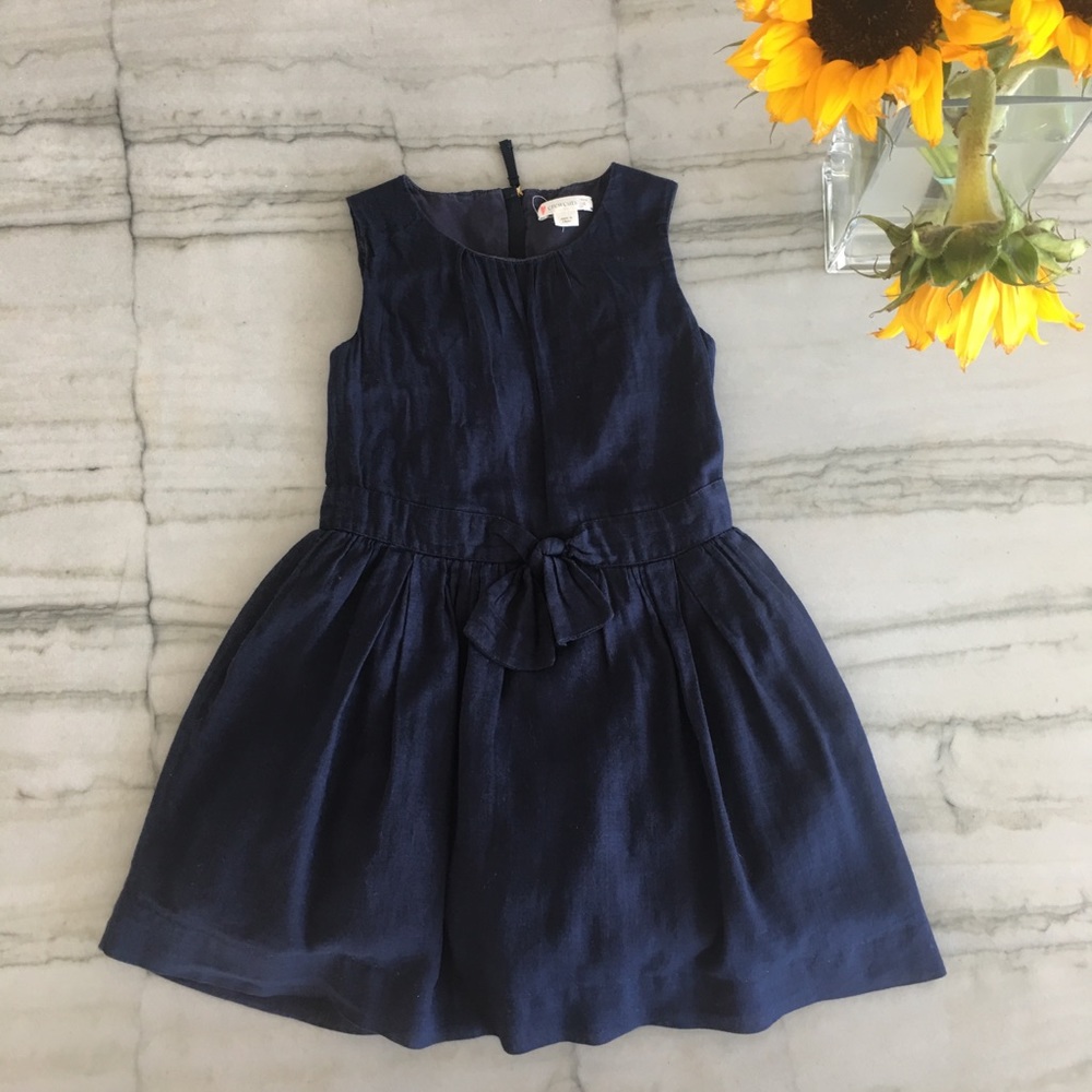 JCrew Girls: Navy Cotton Dress with zipper & bow